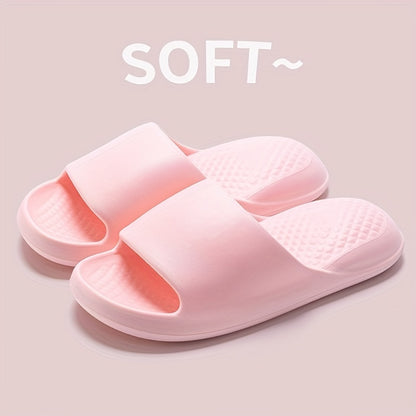 Minimalist Indoor Pillow Slides, Super Soft Solid Color Non Slip Bath Shoes, Women's Home Slides