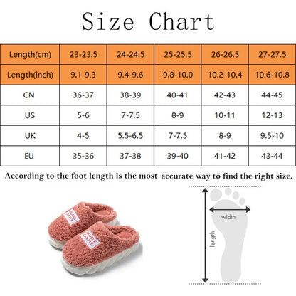 Warm Cotton Slippers For Men Winter Home Wear-Resistant Non-Slip Indoor Slides Couple Women Soft Shoes Men Couple Home Slippers