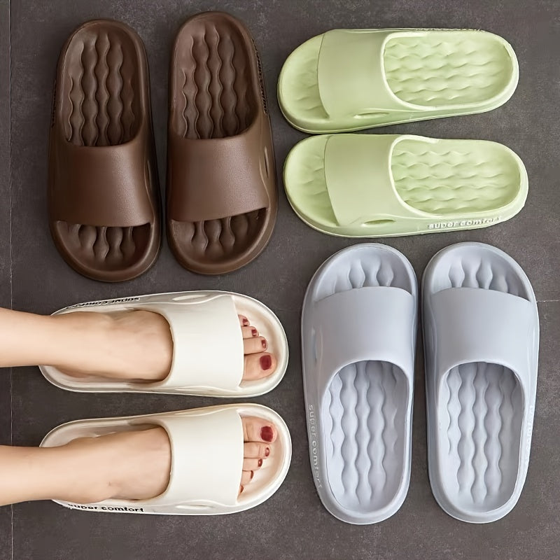 Letter Print Slides, Casual Open Toe Soft Sole Shoes, Comfortable Quick Drying Indoor Home Slides