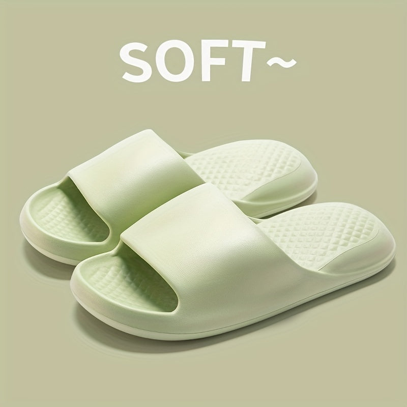 Minimalist Indoor Pillow Slides, Super Soft Solid Color Non Slip Bath Shoes, Women's Home Slides