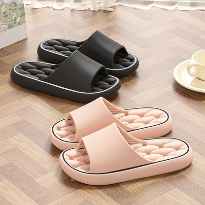 Simple Soft Sole Pillow Slides, Casual Open Toe Quick-drying Shoes, Comfortable Indoor Home Slides